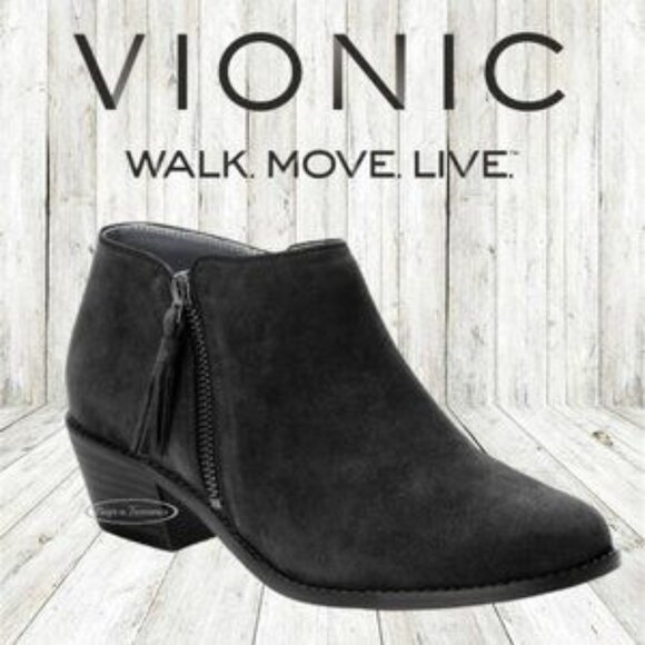 Vionic Serena Suede Ankle Boots in Black - Picture 1 of 16